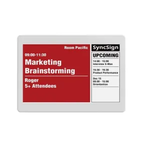 SyncSign Meeting Room Scheduler- 7.5 inch Screen   Hub   Wall Mount