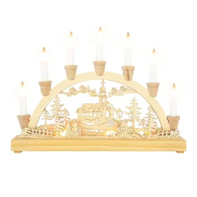 The Christmas Workshop 70780 Wooden Illuminated Candle Bridge / 7 Warm White Candles / Indoor Christmas Decoration / Battery Operated / 36cm x 27.5cm x 5.5cm