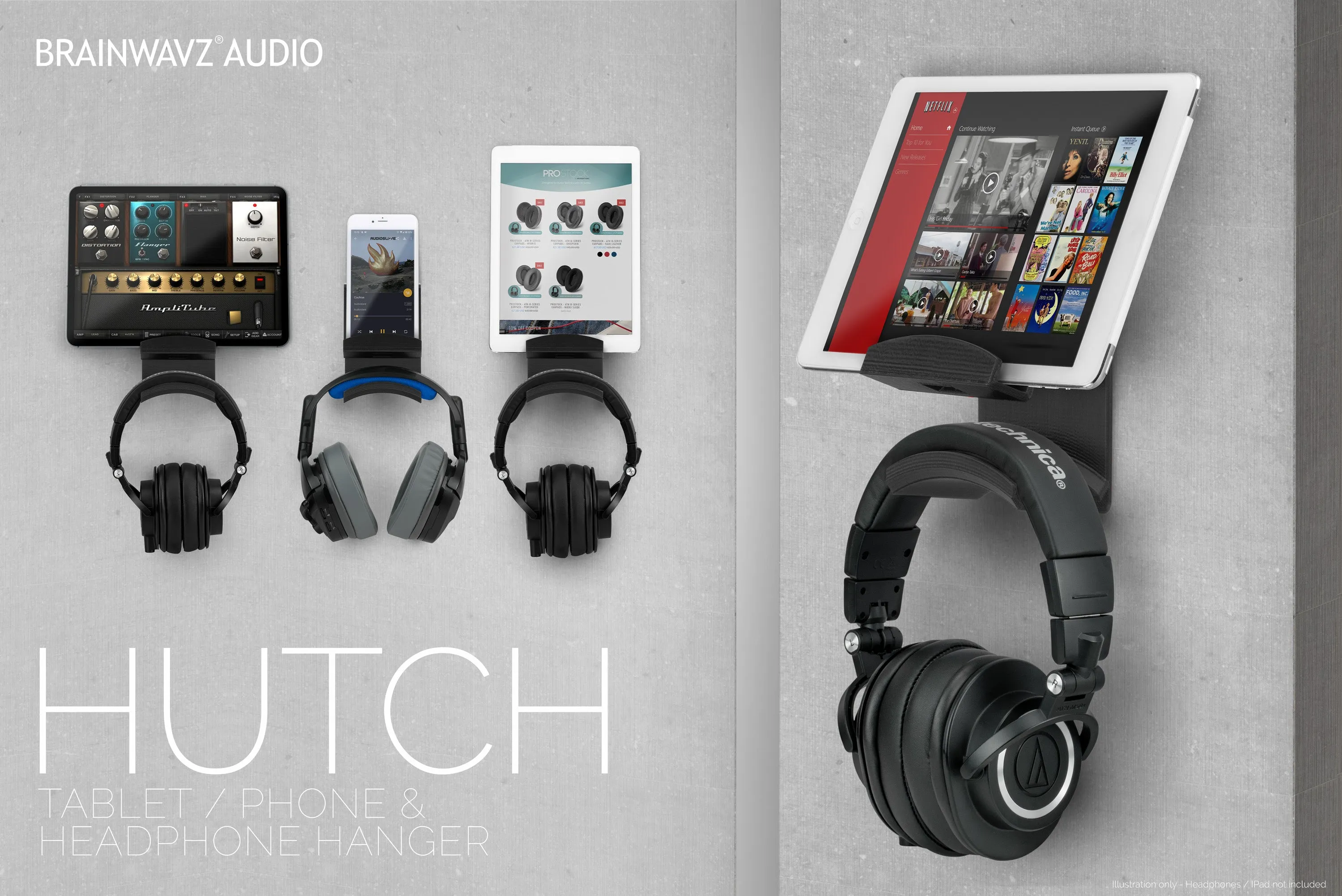 The Hutch - Tablet / Phone Mount & Headphone Hanger