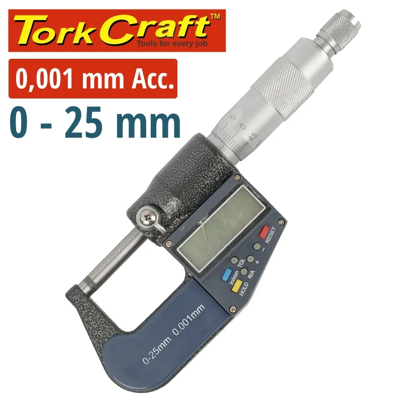 TORK CRAFT MICROMETER 0-25MM DIGITAL ME30025