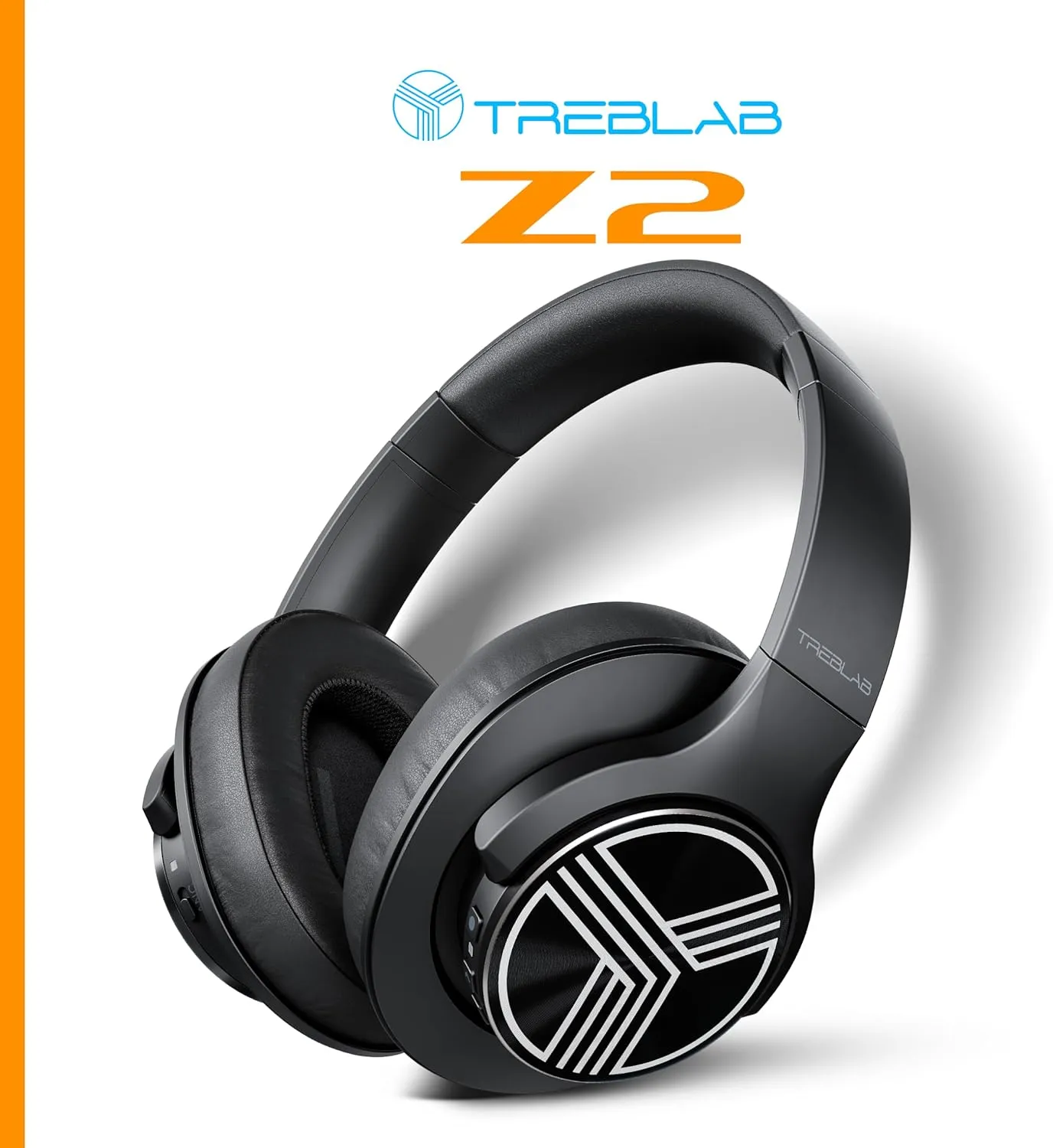 TREBLAB Z2 | Over Ear Workout Headphones with Microphone | Bluetooth 5.0, Active Noise Cancelling (ANC) | Up to 35H Battery Life | Wireless Headphones for Sport, Workout, Running, Gym