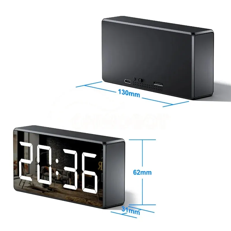 [Tuya Series] 4K Smart Alarm Clock Spy Camera with Discreet Mirror Display