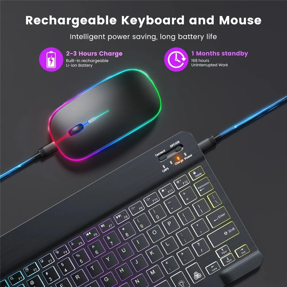 Ultra-Slim Backlit Wireless Keyboard And Mouse For Android/Windows