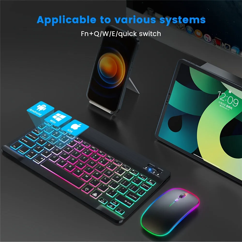 Ultra-Slim Backlit Wireless Keyboard And Mouse For Android/Windows