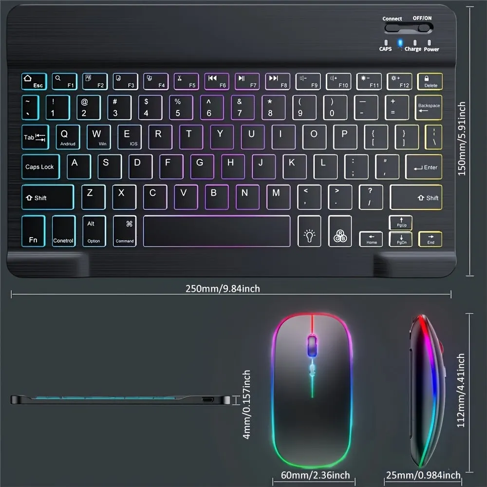 Ultra-Slim Backlit Wireless Keyboard And Mouse For Android/Windows