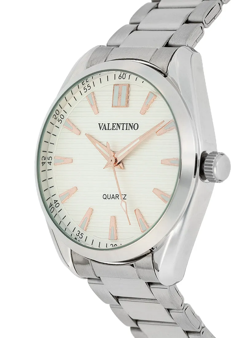 Valentino 20122458-WHITE DIAL - ROSE INDEX Stainless Steel Strap Analog Watch for Men