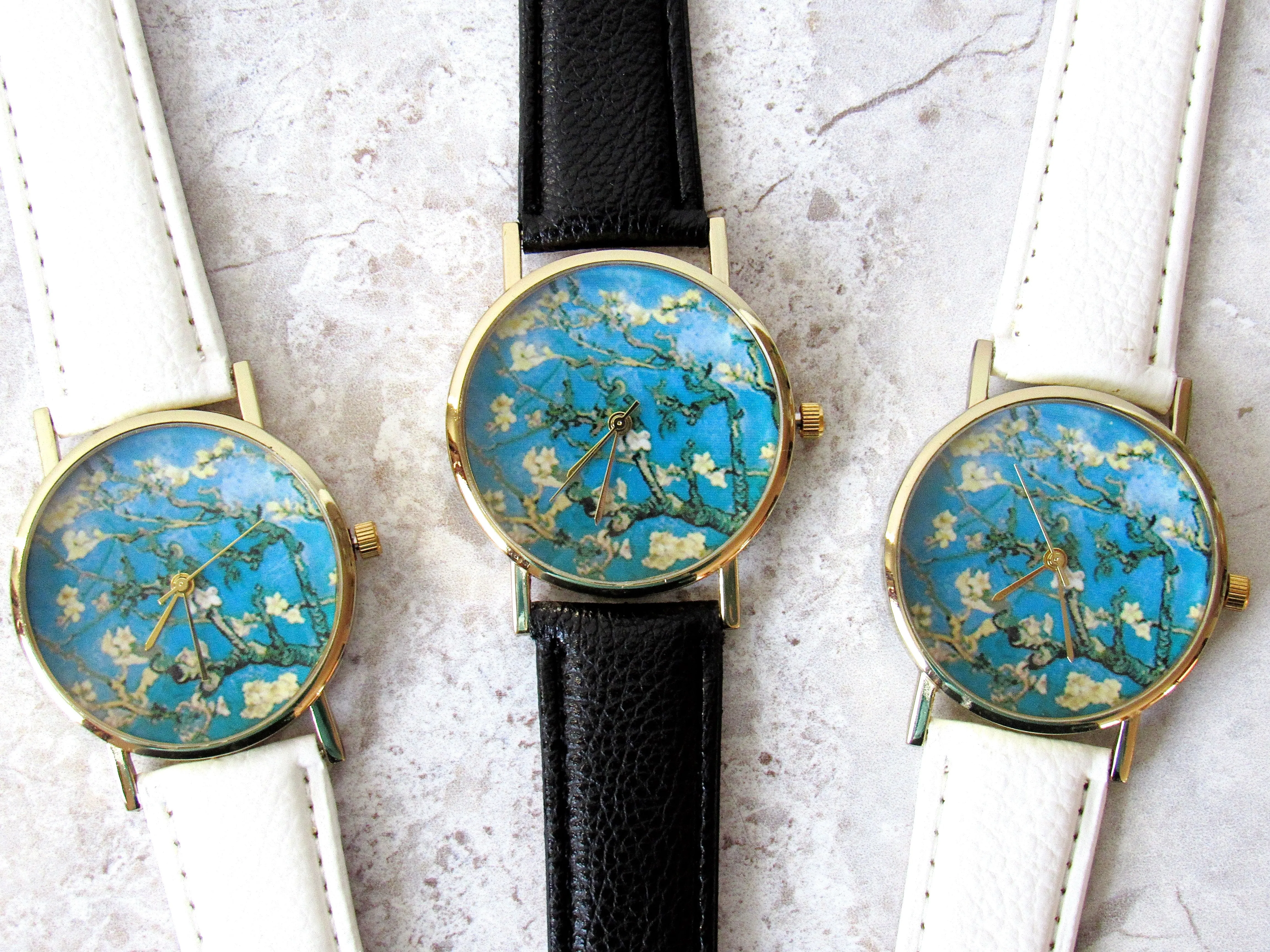 Van Gogh "Almond Blossoms" Watch (White)