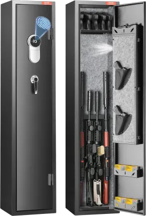 Vevor Gun Safe 5 Rifles Cabinet with Fingerprint Lock Digital Keypad Removable Shelf and Pistol Rack New