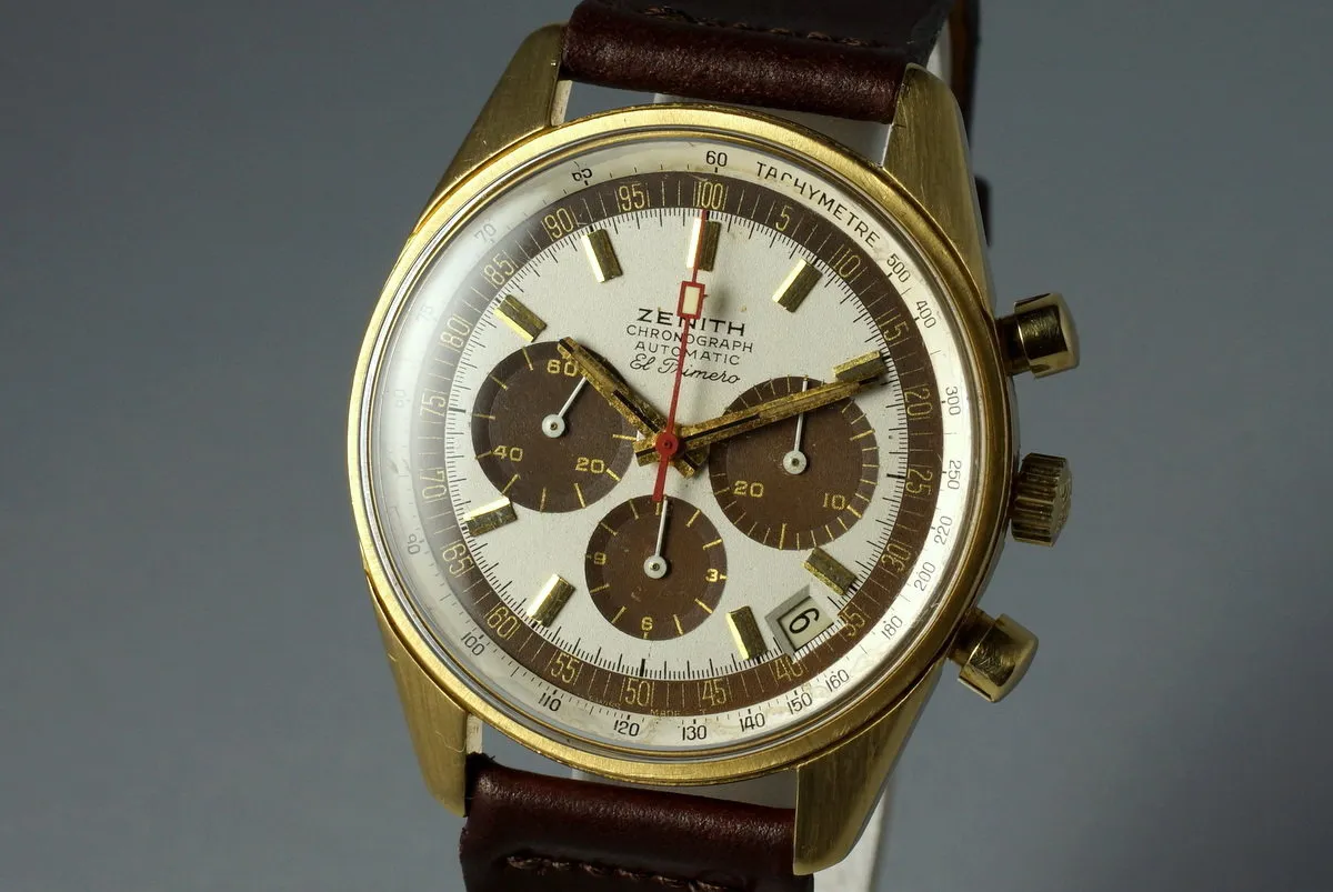 Vintage Zenith 18K YG El Primero G381 Tropical Dial