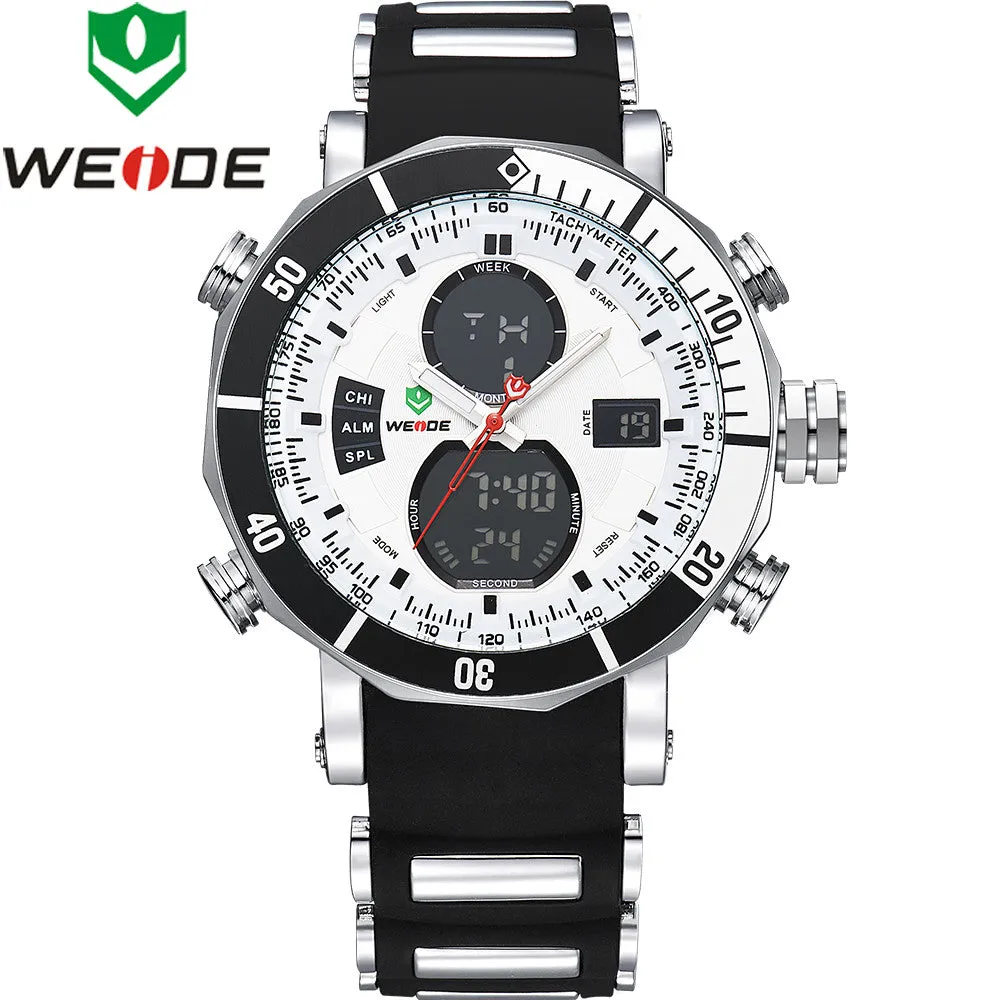 WEIDE Men Sports Watches Waterproof Military Quartz Digital Watch Alarm Stopwatch Dual Time Zones Brand New