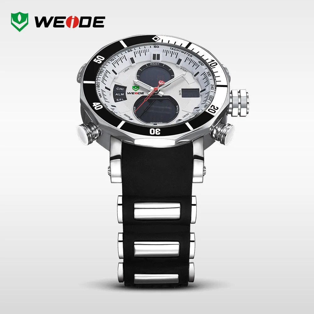 WEIDE Men Sports Watches Waterproof Military Quartz Digital Watch Alarm Stopwatch Dual Time Zones Brand New