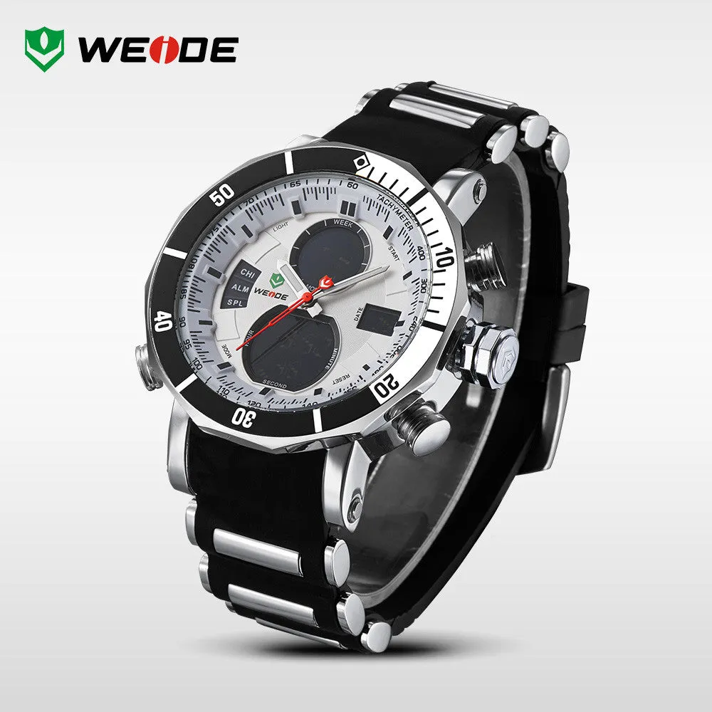 WEIDE Men Sports Watches Waterproof Military Quartz Digital Watch Alarm Stopwatch Dual Time Zones Brand New