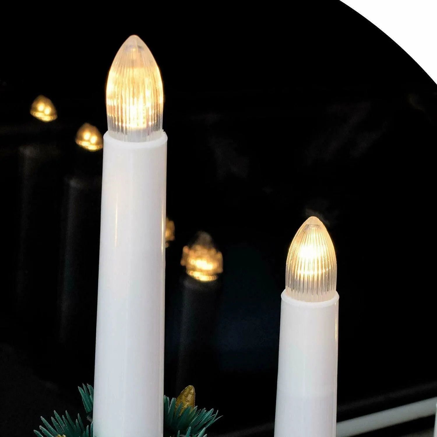 White Pre-Lit Wooden Candle Bridge With 7 Led Lights