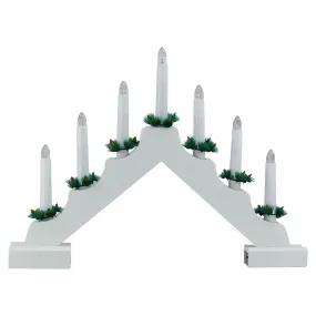 White Pre-Lit Wooden Candle Bridge With 7 Led Lights