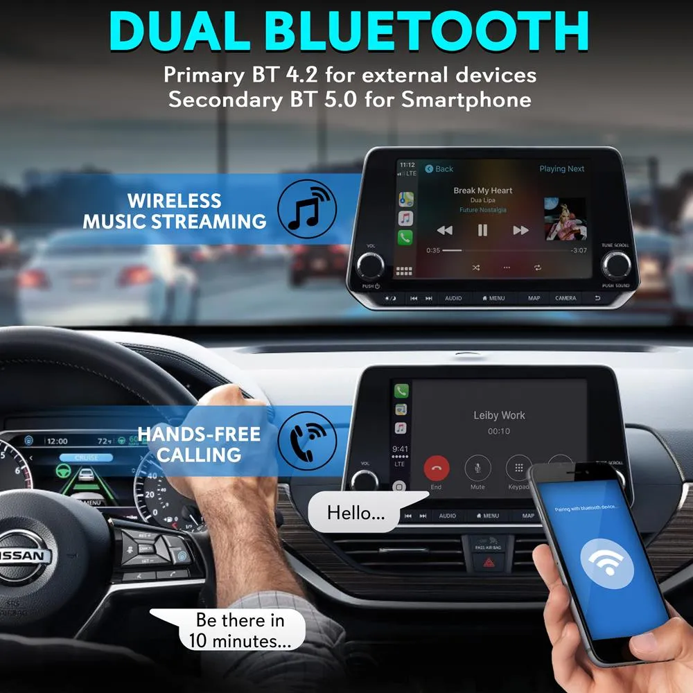 Wireless Carplay & Android System Ia Box -   4Gb Ram 64Gb Rom, 2.4Ghz/5Ghz Dual-Band Wifi Bt Quad-Core 64Bits D/4K Full Hd/H.265/Usb3.0 Android Box, Screen Mirroring, Install Android Apps (Black Pattern Finish)