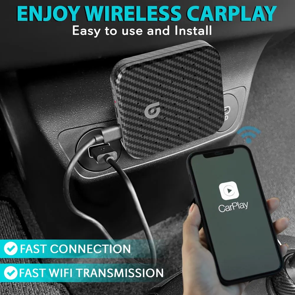 Wireless Carplay & Android System Ia Box -   4Gb Ram 64Gb Rom, 2.4Ghz/5Ghz Dual-Band Wifi Bt Quad-Core 64Bits D/4K Full Hd/H.265/Usb3.0 Android Box, Screen Mirroring, Install Android Apps (Black Pattern Finish)