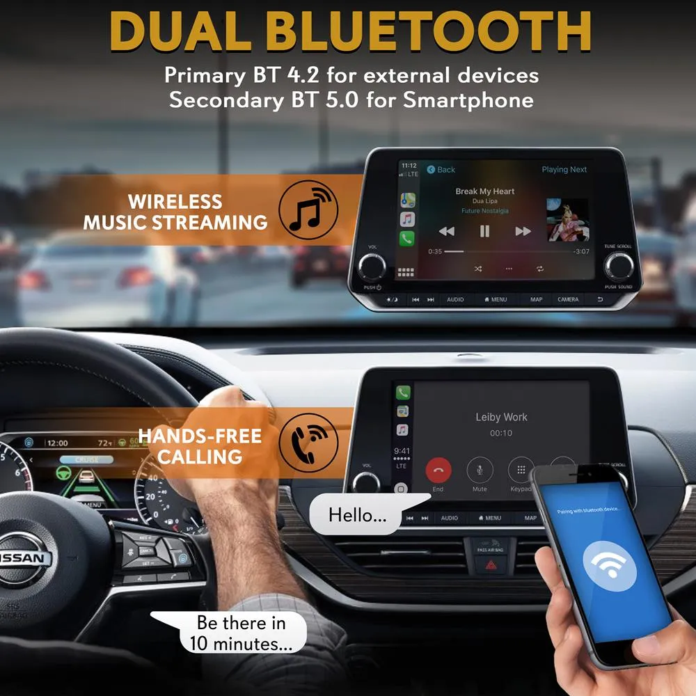 Wireless Carplay & Android System Ia Box -   4Gb Ram 64Gb Rom, 2.4Ghz/5Ghz Dual-Band Wifi Bt Quad-Core 64Bits D/4K Full Hd/H.265/Usb3.0 Android Box, Screen Mirroring, Install Android Apps (Wood Finish)