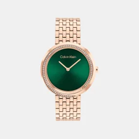 Women Quartz Green Dial Analog Stainless Steel Watch 25100068