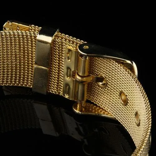 Women Rhinestone Gold Plated Metal Wrist Watch