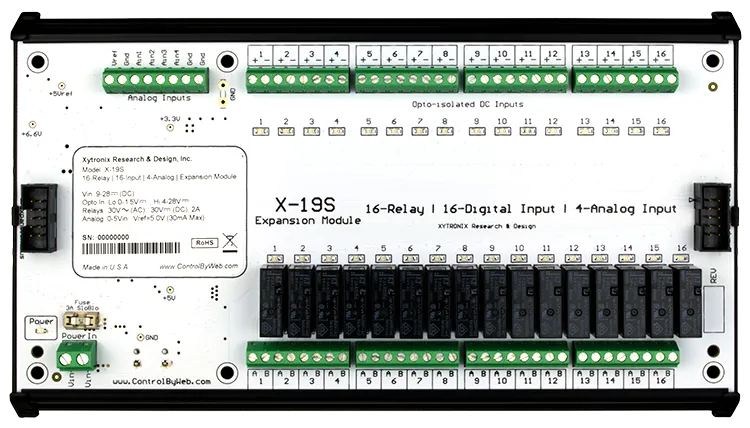 X-19s | 16 Relay, 16 Digital and 4 Analog Input Expansion Module