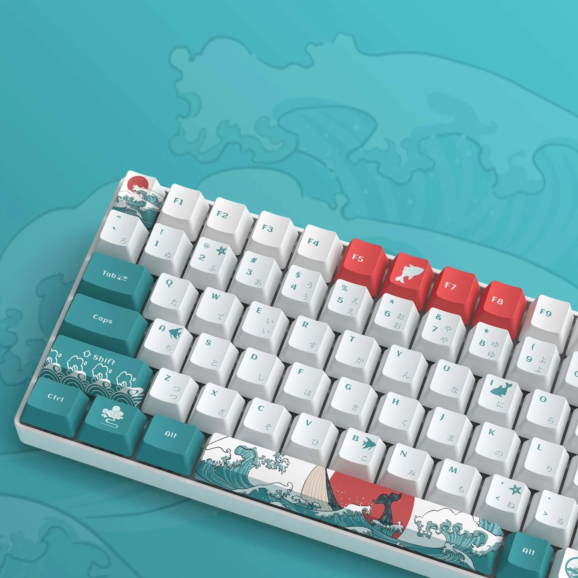 XVX Coral Sea/Kanagawa Cherry Profile Dye-sub PBT Keycap Set (132-Key)