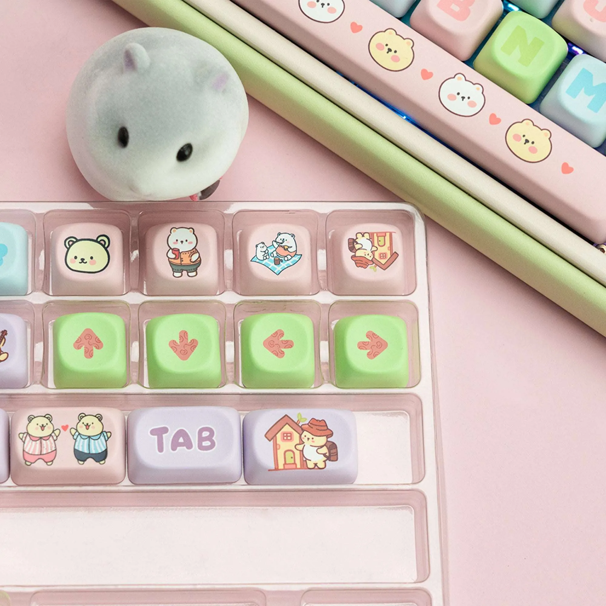 XVX Cute Little Bear  MOA Profile Dyed Sub PBT Keycap Set 143-Key