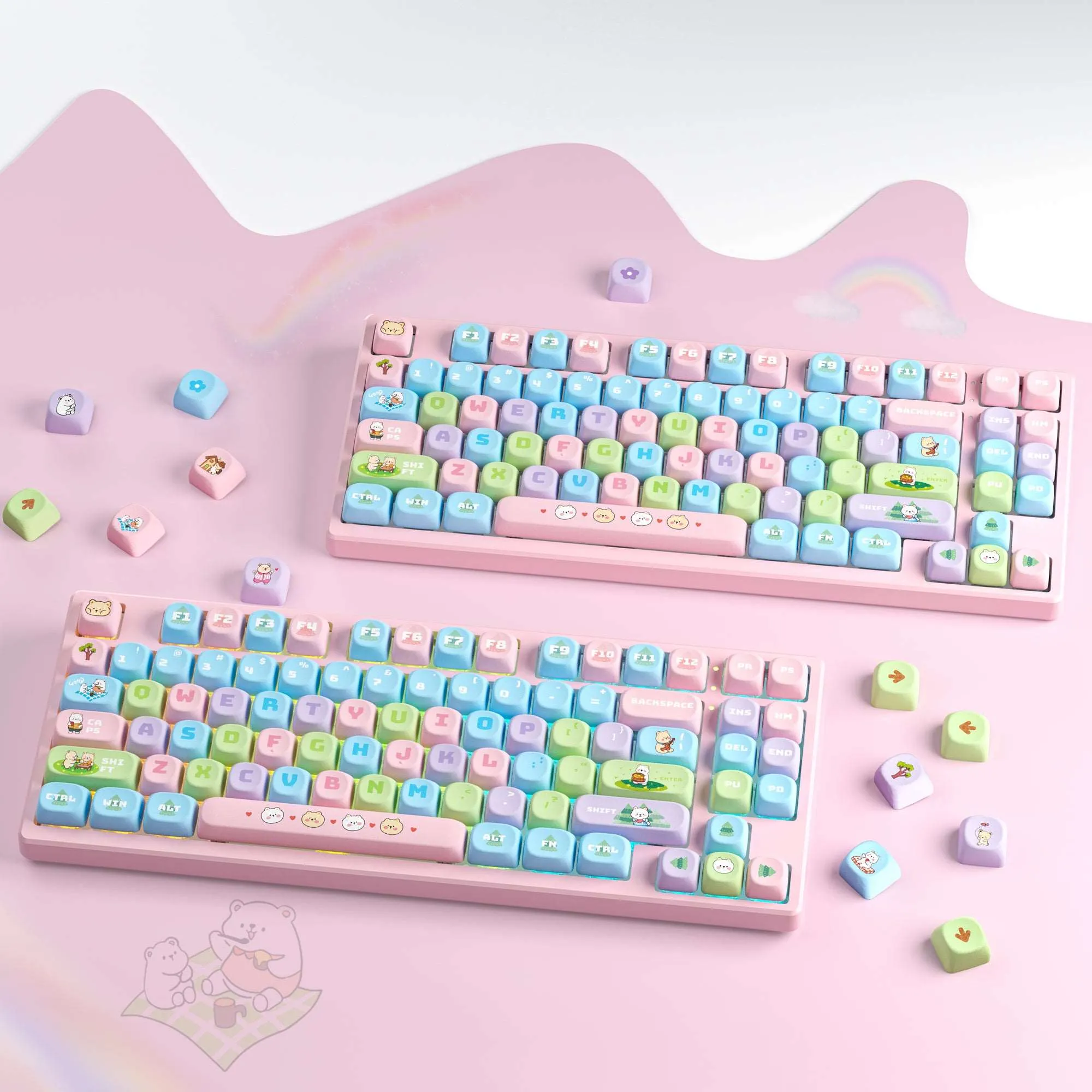 XVX Cute Little Bear  MOA Profile Dyed Sub PBT Keycap Set 143-Key