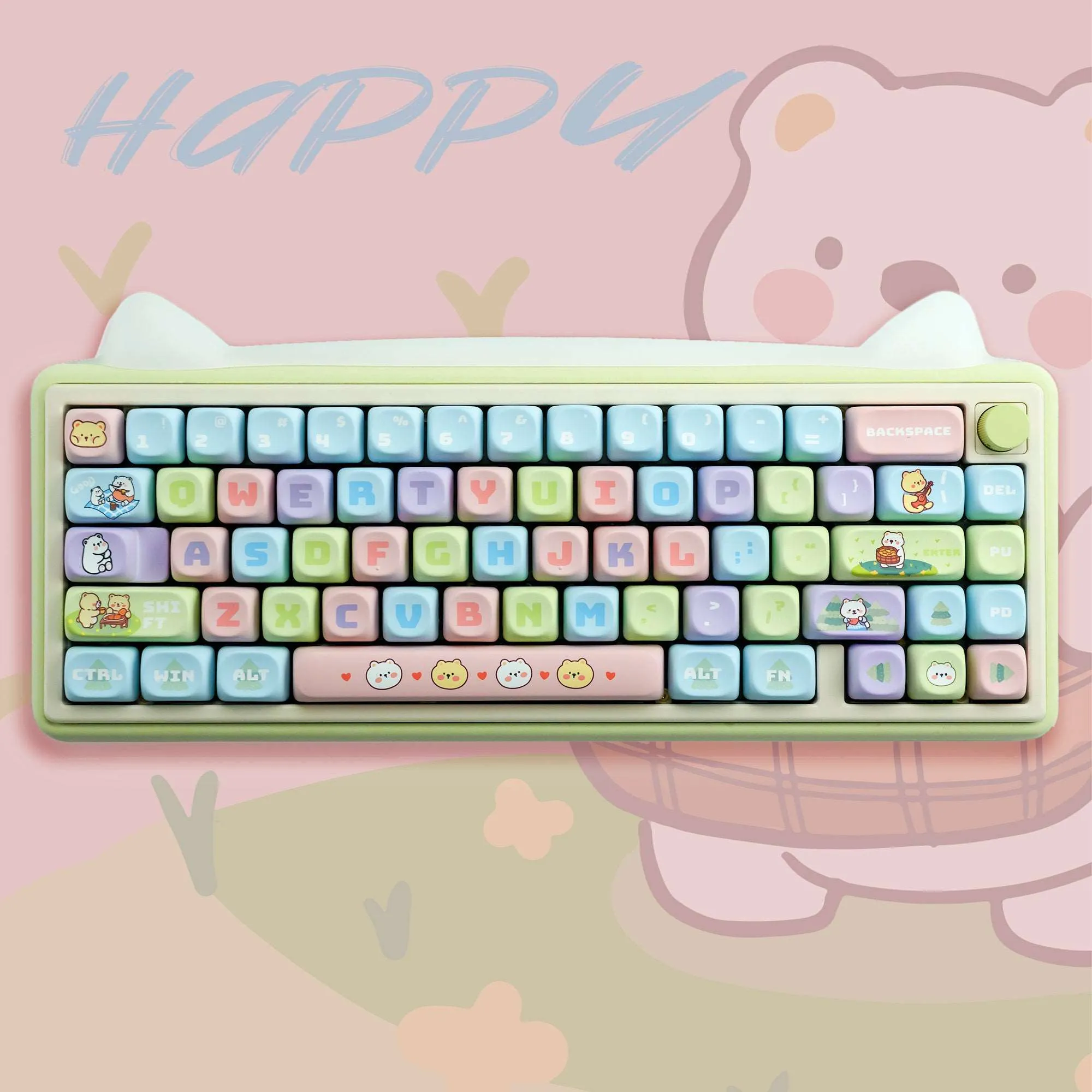 XVX Cute Little Bear  MOA Profile Dyed Sub PBT Keycap Set 143-Key