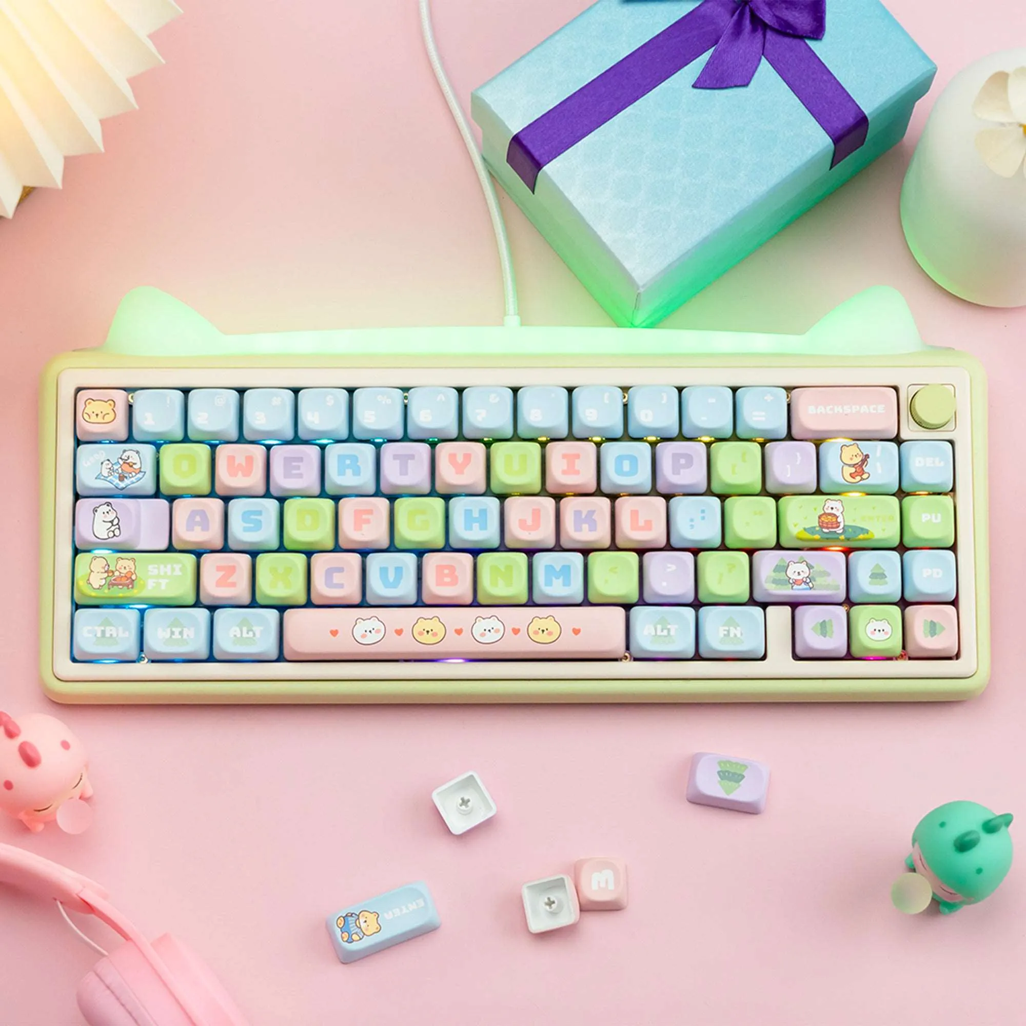 XVX Cute Little Bear  MOA Profile Dyed Sub PBT Keycap Set 143-Key