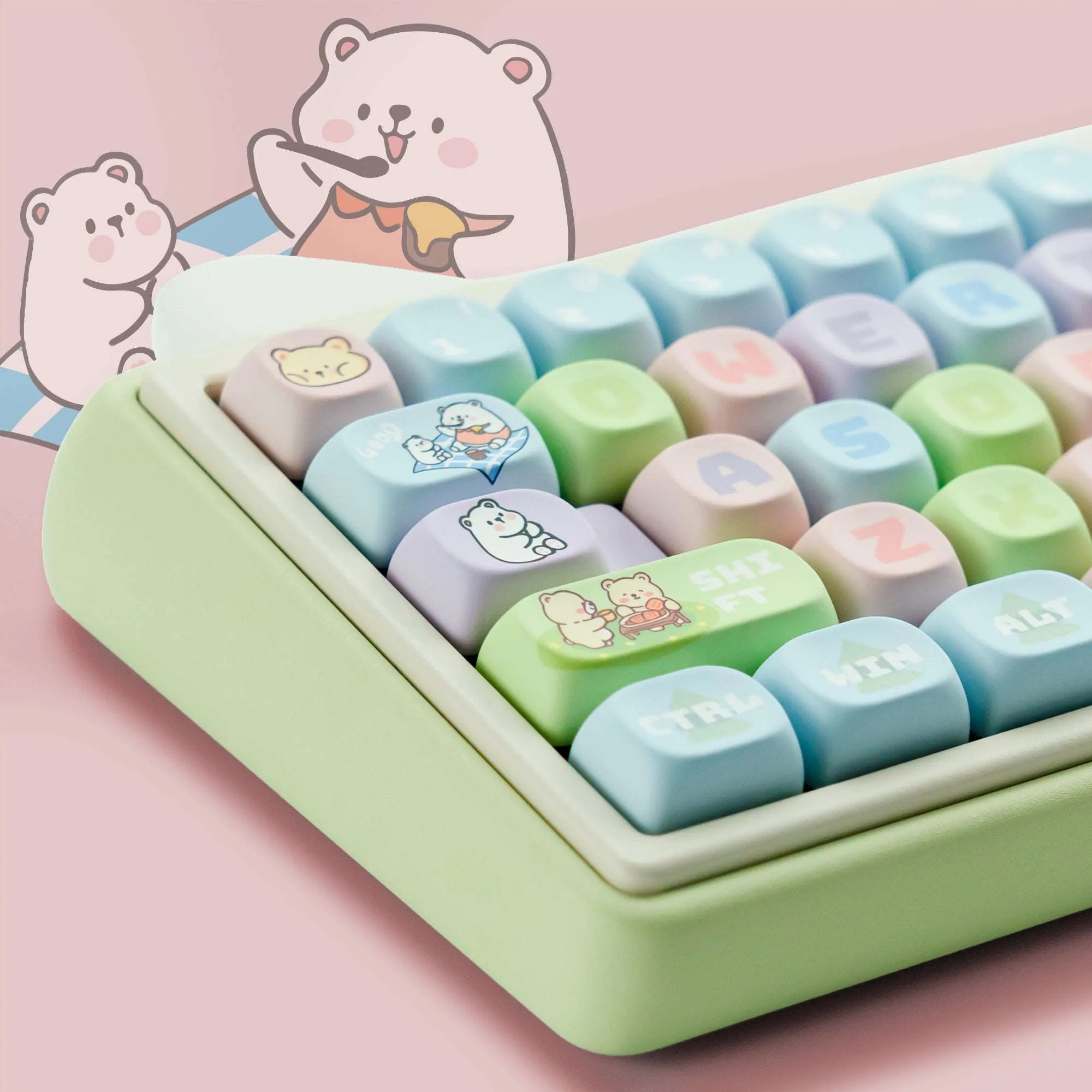 XVX Cute Little Bear  MOA Profile Dyed Sub PBT Keycap Set 143-Key