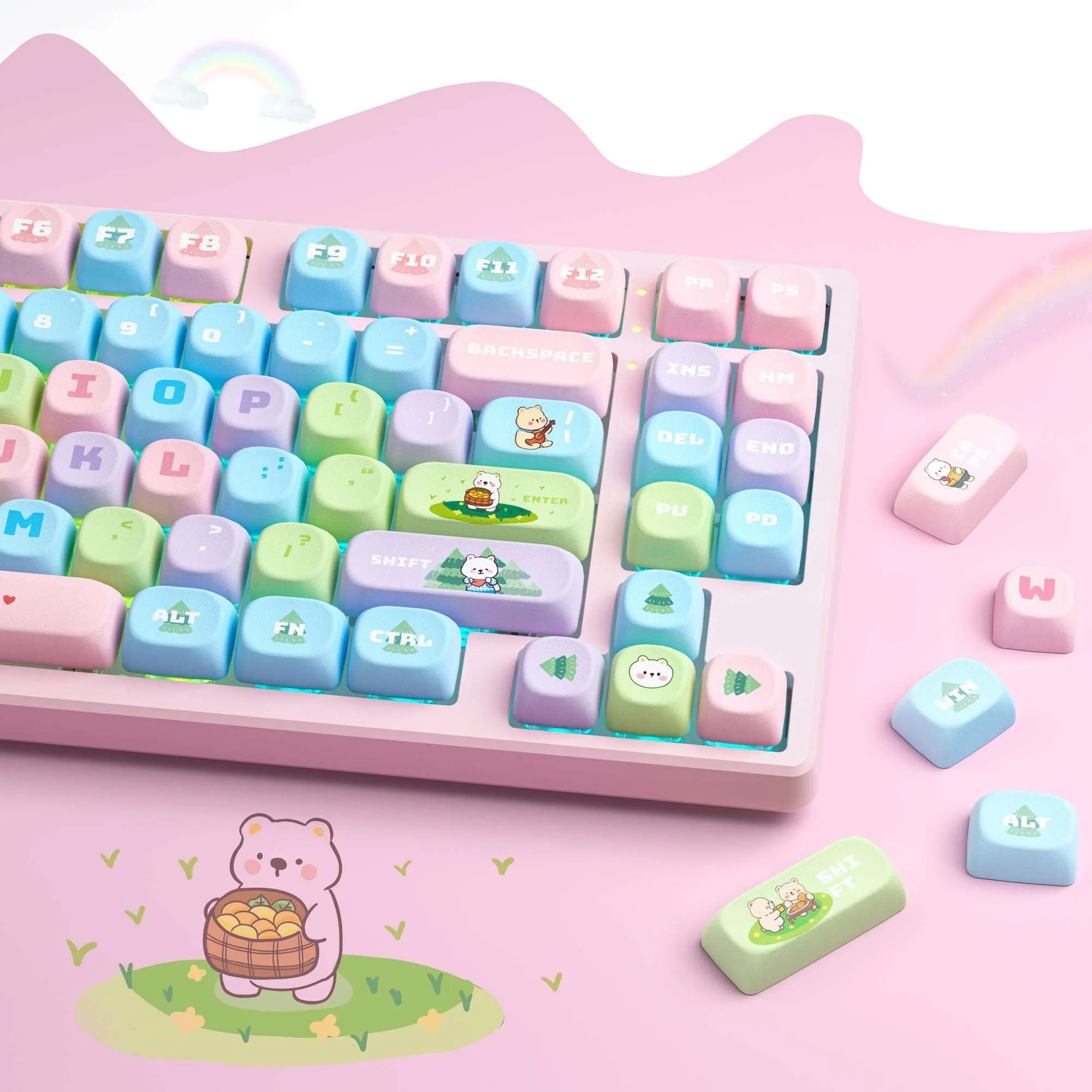 XVX Cute Little Bear  MOA Profile Dyed Sub PBT Keycap Set 143-Key