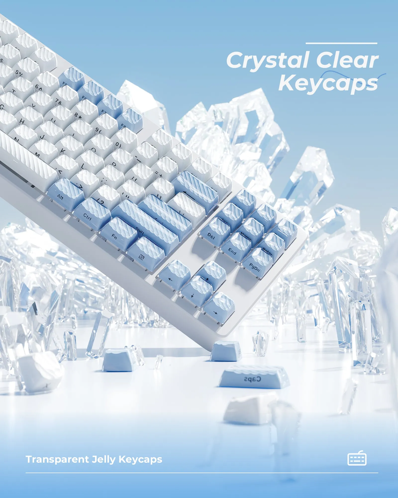 XVX Magic Wave Series OEM Profile Side-Print Ice-Cube Keycap Set (133-Key)