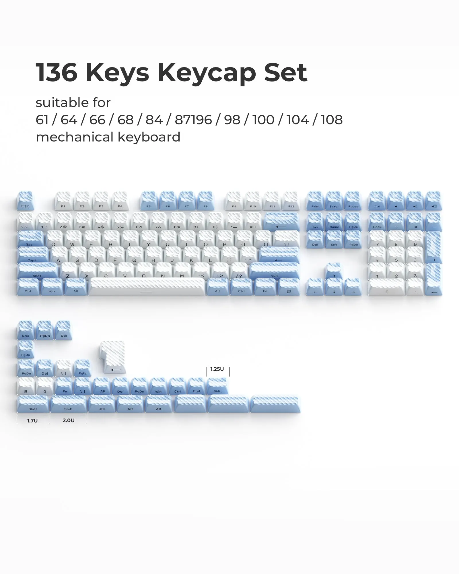 XVX Magic Wave Series OEM Profile Side-Print Ice-Cube Keycap Set (133-Key)