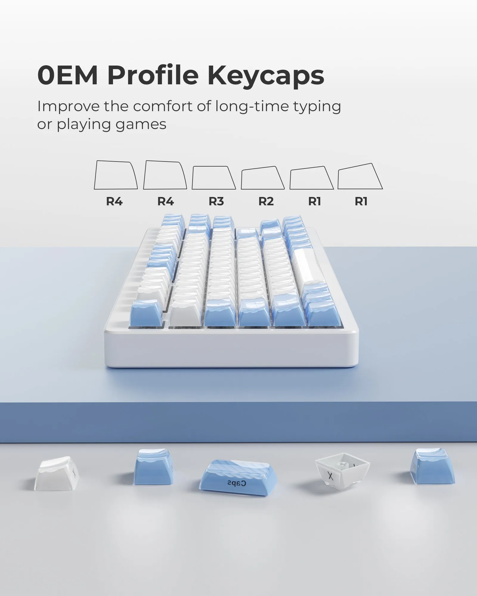 XVX Magic Wave Series OEM Profile Side-Print Ice-Cube Keycap Set (133-Key)