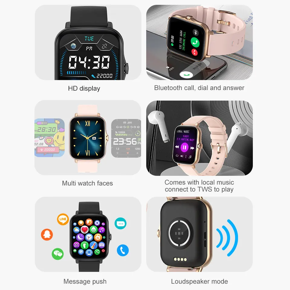 Y20PRO 1.7 inch Screen BT Call Independent Music Playback Heart Rate Smartwatch